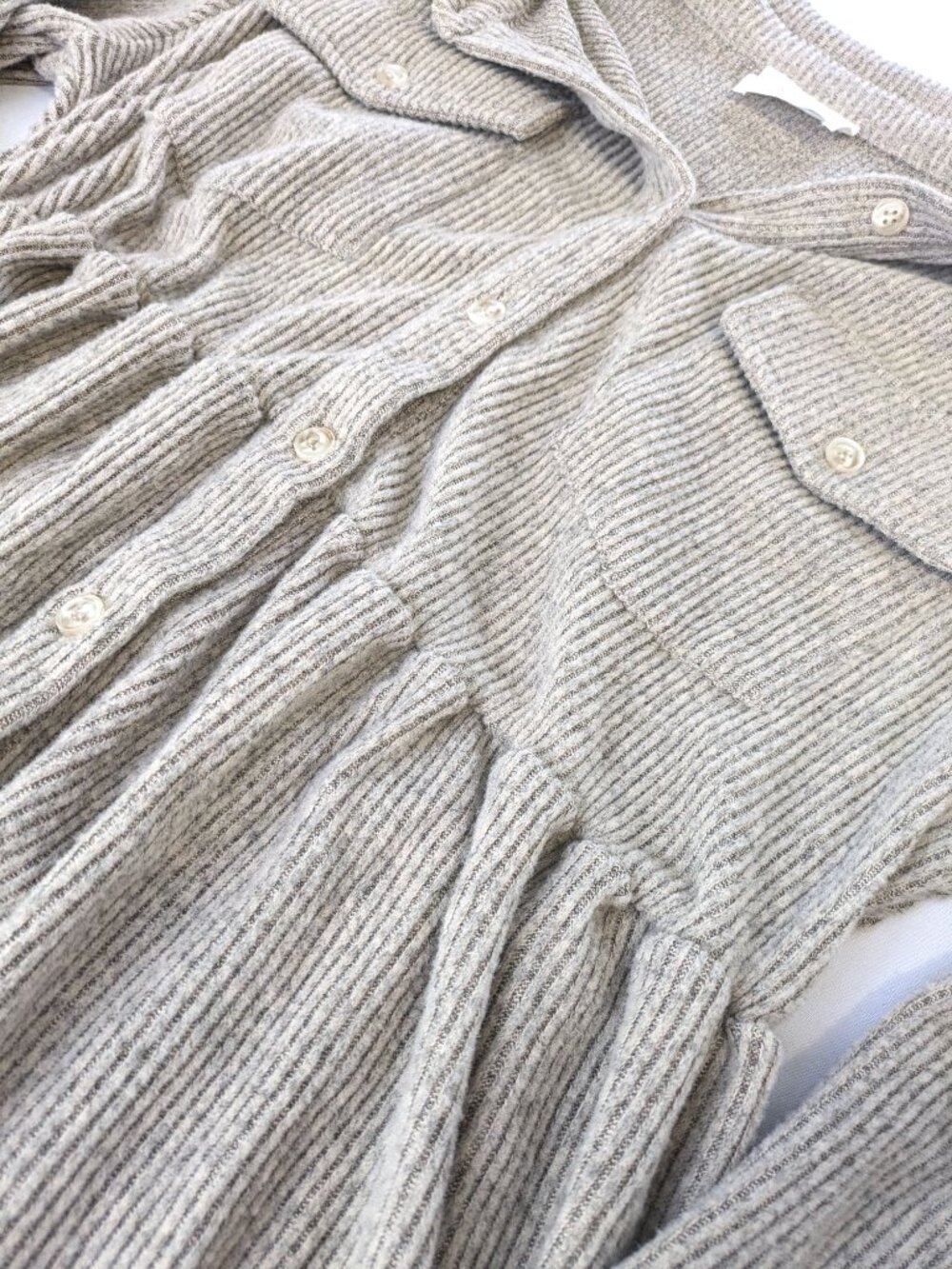 Andree Corduroy Peplum Blouse - Women's S - Tan Ribbed Unit Button Up Cardigan - Picture 3 of 6